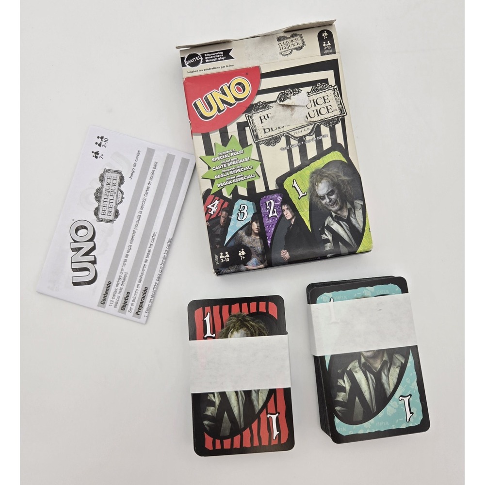 UNO Beetlejuice Card Game Mattel Special Edition New Package Wear‎